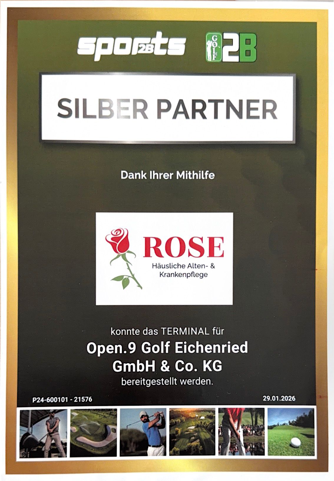 Golf Club Mitgliedschaft Zertifikat